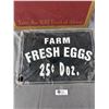 Image 2 : 2 Farm Signs - "Amarula Cream", Heavy Press Board, Approx. 18" x 30" & Tin "Farm Fresh Eggs", Approx