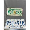 Image 2 : Lot Of Vintage License Plates - 1970 Ontario, 1972 British Columbia & 1996 Saskatchewan
