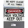 Image 3 : 2 Metal Warning Signs - High Voltage Approx. 10" x 14" & "Notice" Approx. 12" x 18"