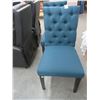 Image 2 : Blue Tufted Side Chairs - Pair