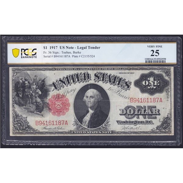 1917 $1.00 Legal Tender Jefferson PCGS 25 Large Note