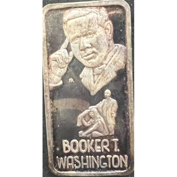 BOOKER T WASHINGTON "OUR GREATEST AMERICANS" PURE SILVER 1 OZ BAR-999