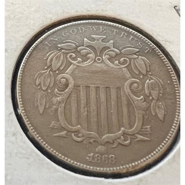 1868 Shield Nickel Extremely Fine XF Coin