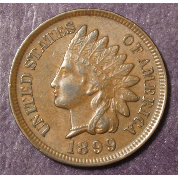 1899 Indian Head Cent Penny ~ AU