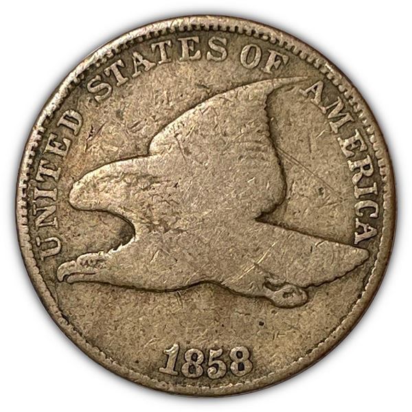 1858 LL Large Letters Flying Eagle Cent Good G