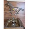 Image 1 : Mustang weather vane-made of brass and copper. 20" tall and horse is 16" long. No damage/bullet hole