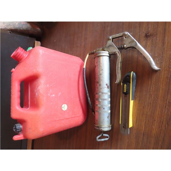 grease gun gerry can and stanley large knife