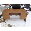 Image 1 : Large Office Wooden Desk - Brown - 4 Drawer