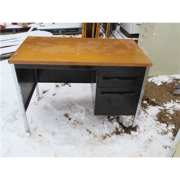 Smaller Office Desk - Wooden Top - Metal Drawers - 2 Drawer