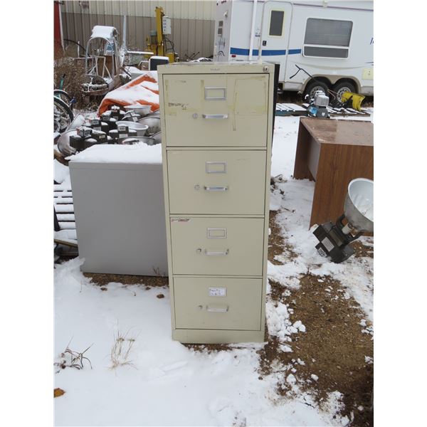 Large Off White/Beige Filing Cabinet - 4 Drawer
