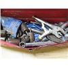 Image 3 : Red -  Metal Carry Tool Box (Bent) Filled with Misc Tools