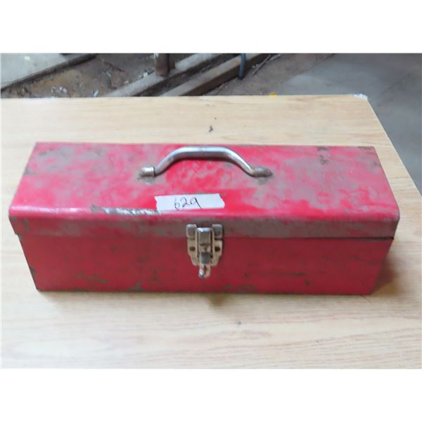 Red - Carry Tool Box Filled with Assorted Tools & Hardware