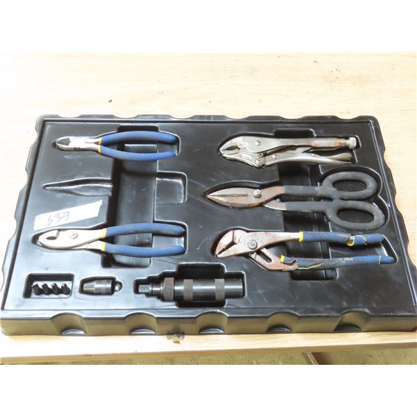 Tool Box Insert - Filled with Various Pliers and Snips