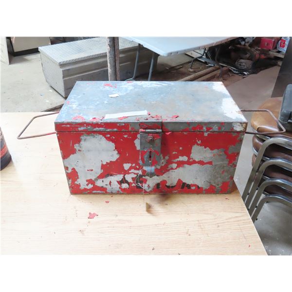 Tool Box with Handles - Filled with Misc Hardware / Hot Glue Gun