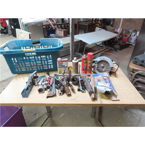 Basket of Mics Tools - Including: Skill Saw, Paint Tray, Stripper, Various Other Tool