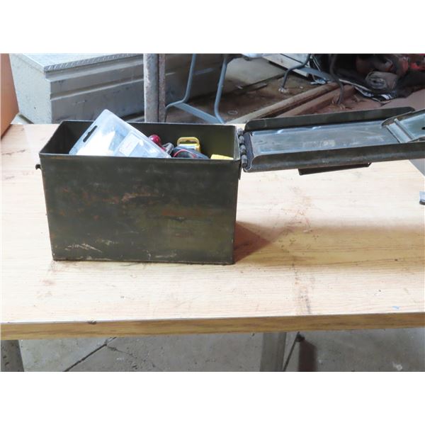 Ammo Box Filled with Misc Hardware / Tools