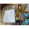 Image 3 : Box Of Assorted Hardware Pieces - Tape, Clamps, Nuts and Bolts, Drill Pieces - Various Hand Tools