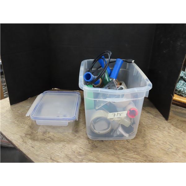 Smaller Tote with Tape / Shrink Wrap / Misc Stationary Supplies