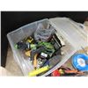 Image 3 : Bin of Garden Supplies - Garden Shovel - Sprinkler x 3 - Pruners - Weed Trimmer Wire - Hose Attachem