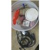 Image 3 : 3 Containers Filled with Assorted Hardware Items: Tape, fuses, battery tester, fishing line, extensi