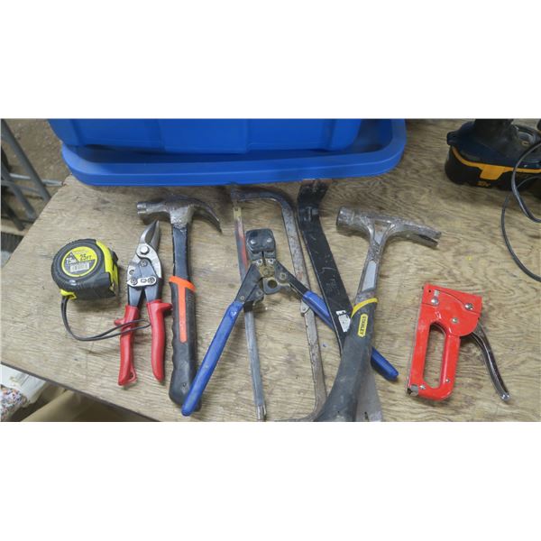 Various Hand Tools - Pry Bar / Hammer / Stapler