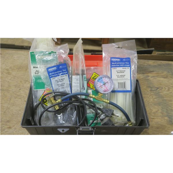 Plastic Tool Box - with ZipTies - Gage Air Hose - 5 x Dremel Attachments