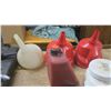 Image 11 : 2 x Half Full Ice Containers of Ice Melt / 5 x Funnels / Oil Change Pan / Jerry Can