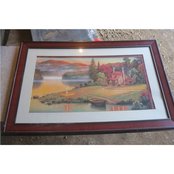 Large framed cabin scene 46" x 30"