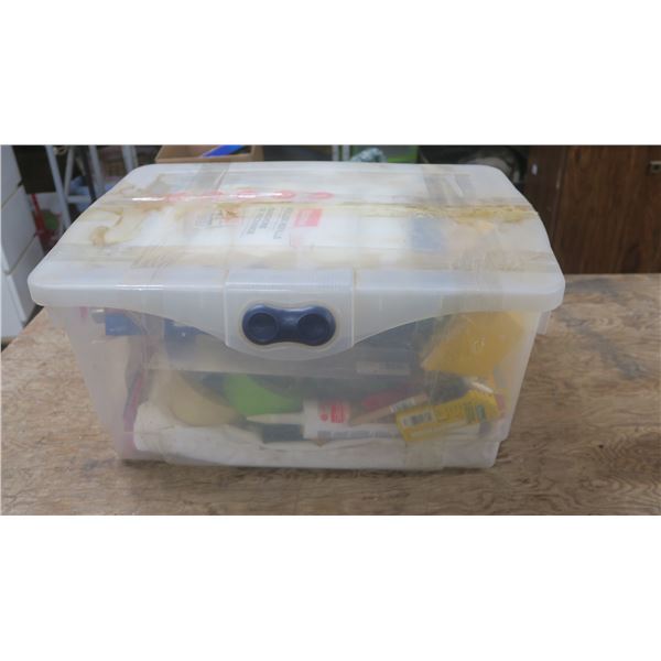 Tote Filled with Painting and Mudding Supplies