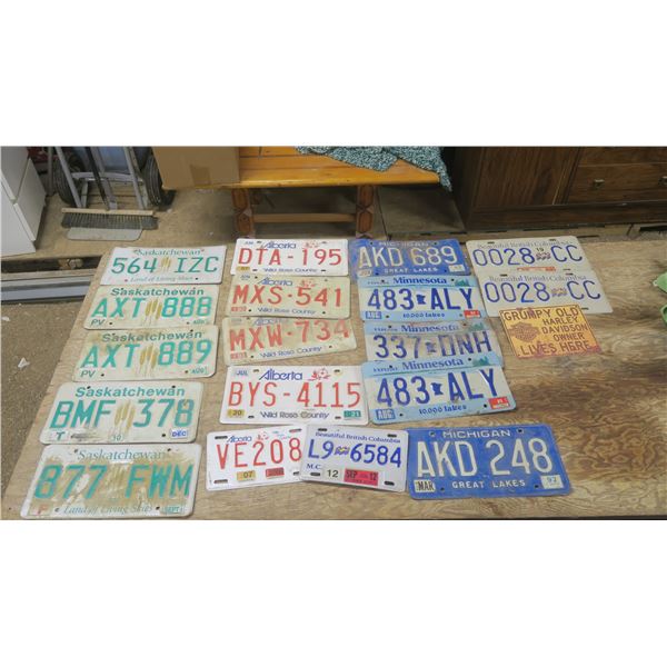 4 Sask Plates - 5 Alberta plates - 2 Michigan Plates - 3 Minnesota Plates - 3 British Columbia Plate