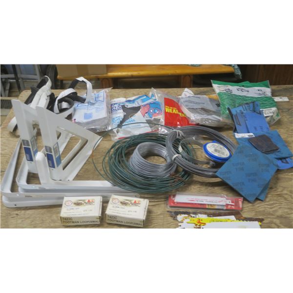 2 Sets of Brackets / Various Weather Strip - New in Package / Various Rolls of Steel Line / Sawzall 