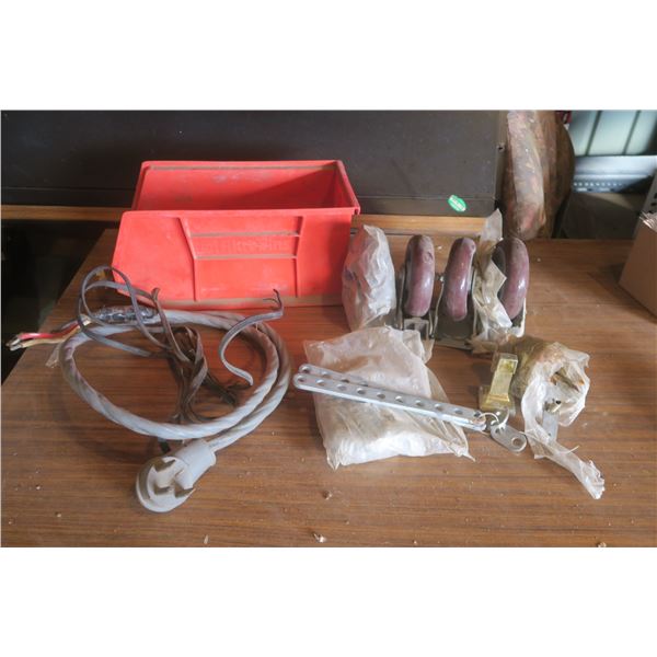 4 x Dolly Wheels / Brackets / Wiring / 240 v end with Wire