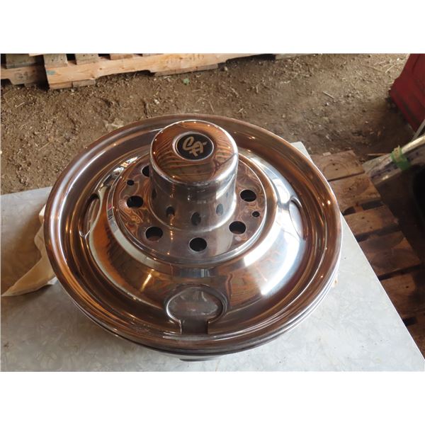 15" 8 Bolt Chrome DUALLY Wheel Covers with Center Cap & Nut Covers