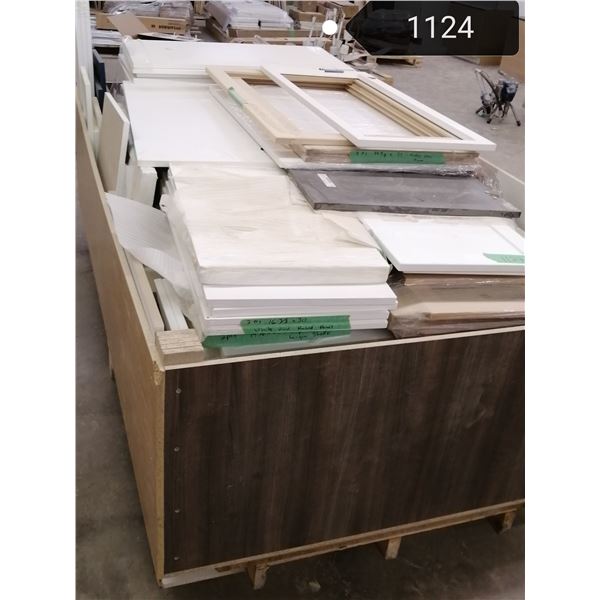 Pallet #3, large 4 X 8 pallet of wood & composite panels, also some cabinet doors