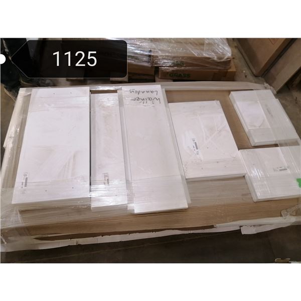 Pallet #4. Pallet of new doors all same design & colour for large kitchen, were mounted but replaced