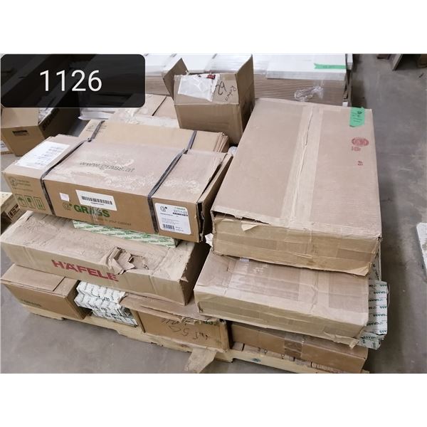 Pallet #5. Complete pallet of Grass metal drawer sides (slides),a couple boxes of Hafele