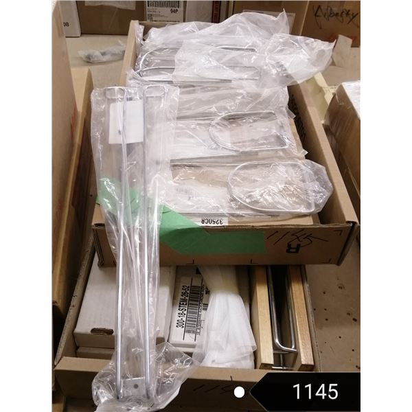 Full box of chrome 2 bottle wine holders and box of chrome stemware racks