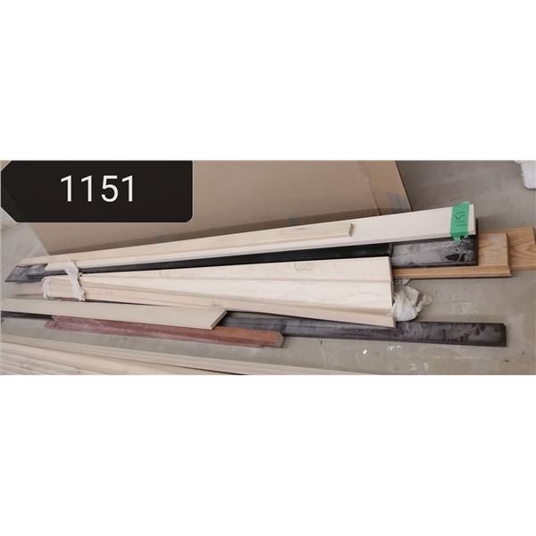 Lot of misc flat wood stock material(finished) includes fir door jamb set (unfinished)