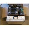 Image 2 : Box of empty power tool boxes & empty metal suitcase style tool carrier