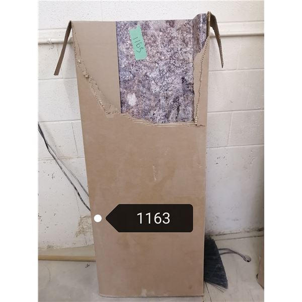 Vanity wrapped laminate c`top with attached backsplash. 19 1/2” deep. Apr 48” long