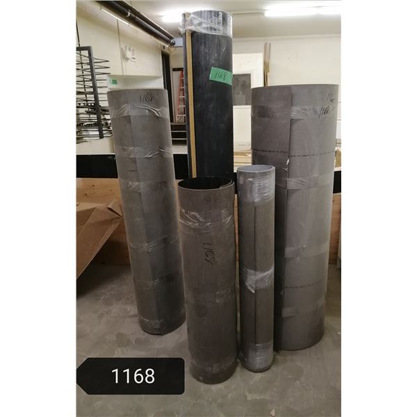 4 rolls of laminate, various sizes & colours, & a roll of 3/4 kerfed bendable plywood