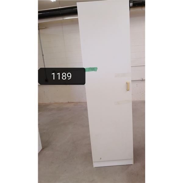 22 1/2 x 82 x 16 off white storage cabinet. Left opening