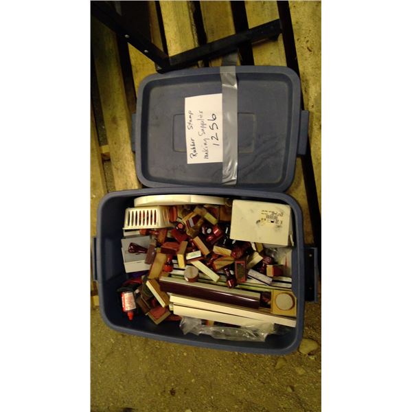 Tote of Rubber stamp making supplies