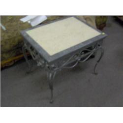 WROUGHT IRON MARBLE TOP END TABLE----551