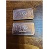 Image 1 : Two 1 oz copper boullion bars with buffalo stamp