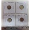 Image 1 : Lot of 4 Canadian Silver 5 Cents. Includes 1907, 1914, 1919 & 1920. Coins grade VG to Fine.