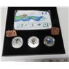 Image 1 : Vancouver 2010 Bronze Collector’s Set. Set of 3 Specimen 50 Cents mascots. Two bronze lapel pins, & 