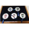 Image 1 : Set of 5 2008 Beijing Olympic Games silver coloured mascots medallions. The reverse is coloured as w