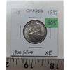 Image 1 : canada 1937 quarter .800 silver Xfine condition