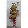 Image 1 : Cherished teddy bear with candle & candy cane hanging ornament 2005